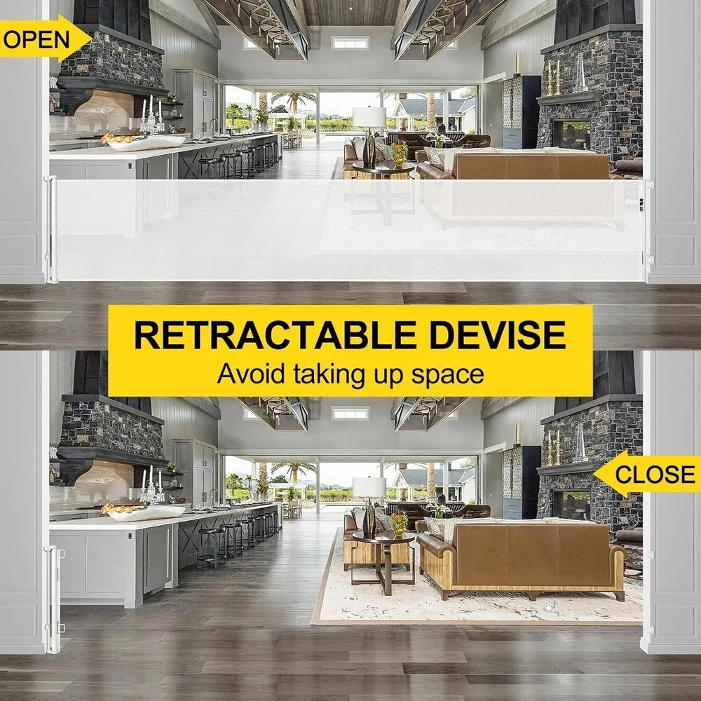 Retractable Extra-Wide Safety Gate 155 in Width, 35 in Height for Baby & Dogs‎